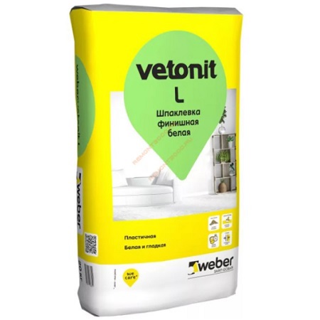 Vetonit L финишная 1-3 мм, белая, 20 кг.