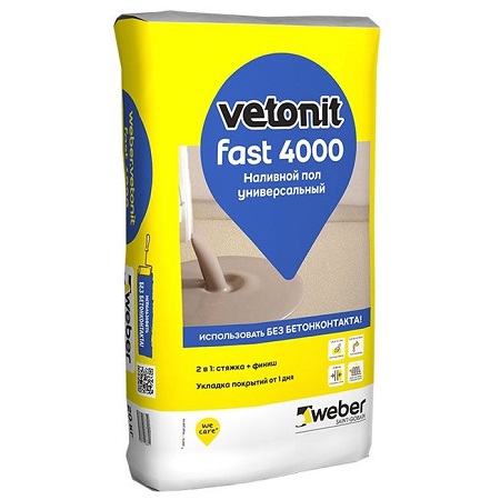 Vetonit Fast 4000 Наливной пол универсальный 3-80 мм, 20 кг.