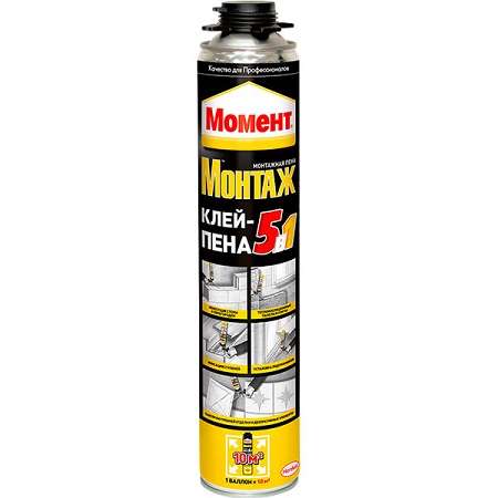 MОМЕНТ Монтаж 5 в 1 Клей-пена монтажная, 850 мл