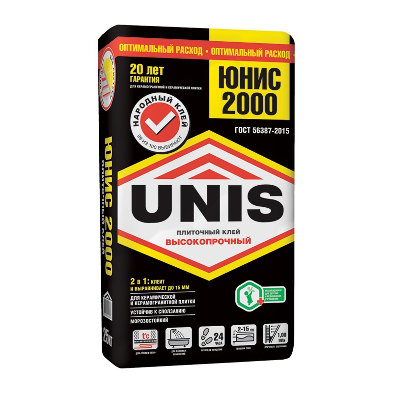 2000 клей для любых помещений, теплых полов, 25 кг.